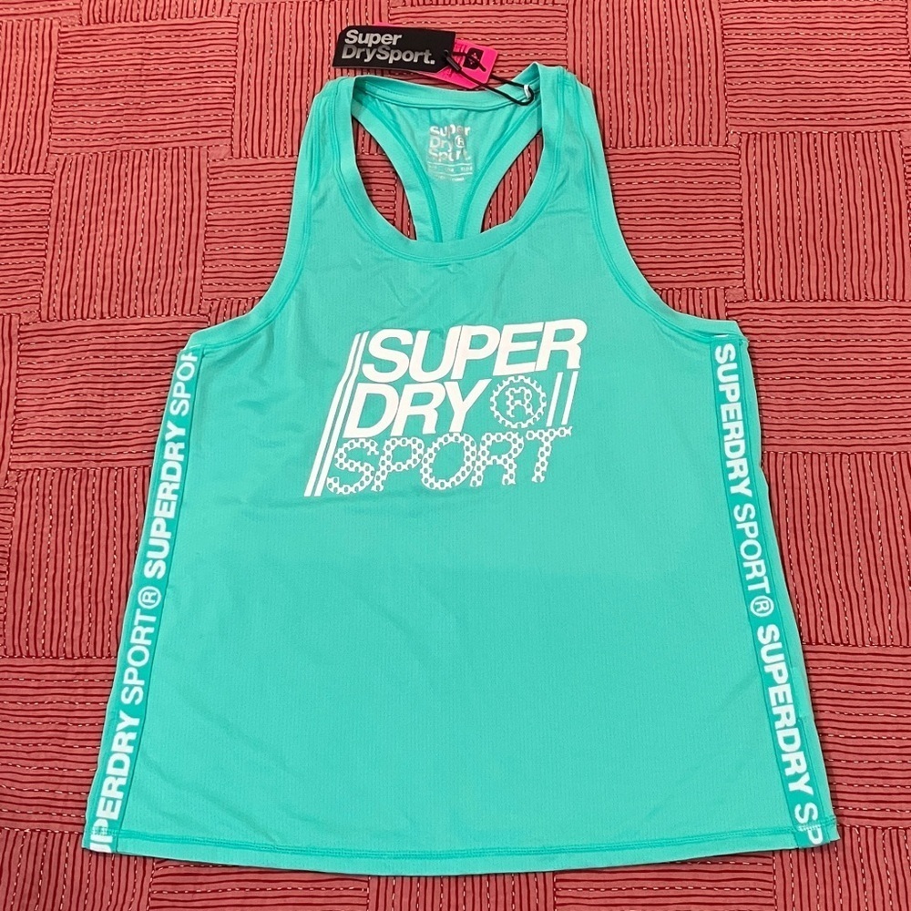 Superdry small Turquoise Sport Tank Top - core loose vest NWT